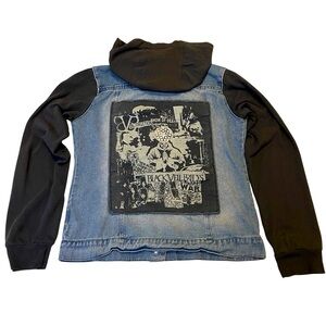 Hot Topic Black Veil Brides Denim Jacket Hooded Metal 2011-2013 Size Large